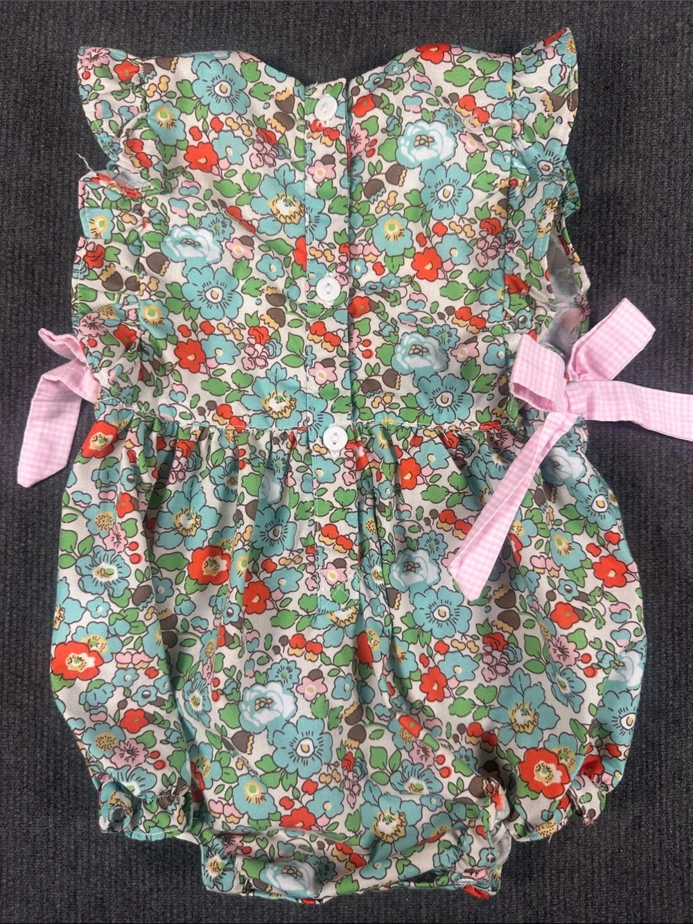 Smock Monkey Baby Girl Bubble Floral Gingham Bow Romper 12 Month Infant Toddler